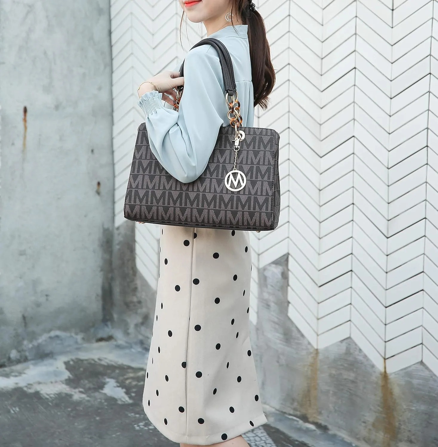 MKF Crossbody Satchel Tote Handbag for Women, Shoulder Bag Strap  PU Leather Pocketbook  Top Handle Woman Purse