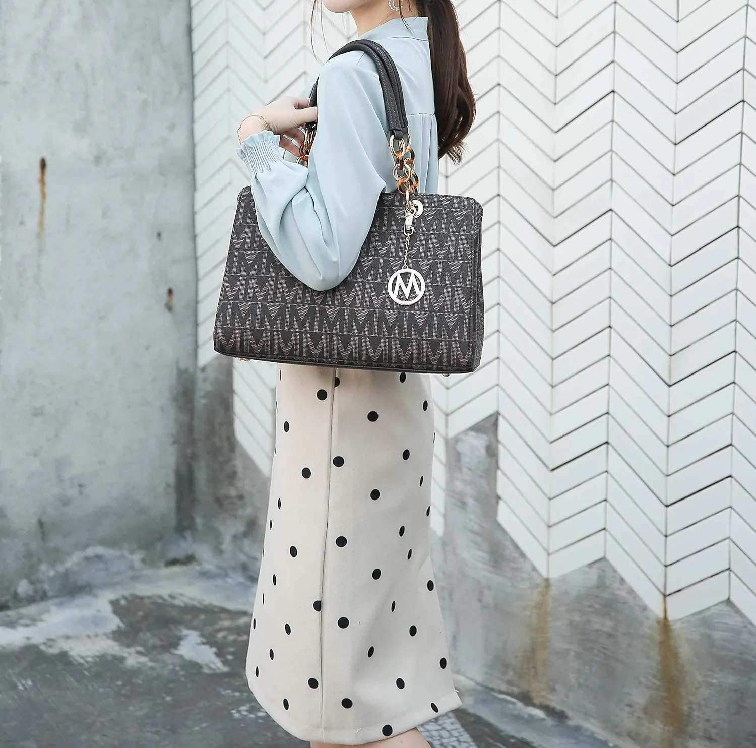 MKF Crossbody Satchel Tote Handbag for Women, Shoulder Bag Strap  PU Leather Pocketbook  Top Handle Woman Purse