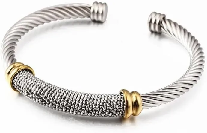 Multi Twisted Cable Wire Cross Bracelet For Women Men Classic Stainless Steel Fashion Stackable OPen Bangle Open Cuff Bangles Vintage Jewelry