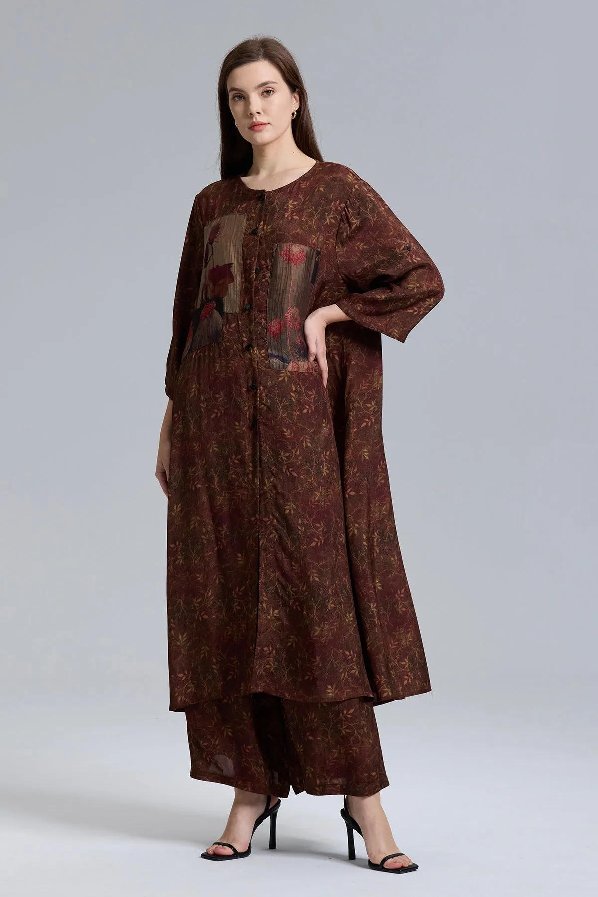 Natalina Patchwork Wide Leg Pants Suit