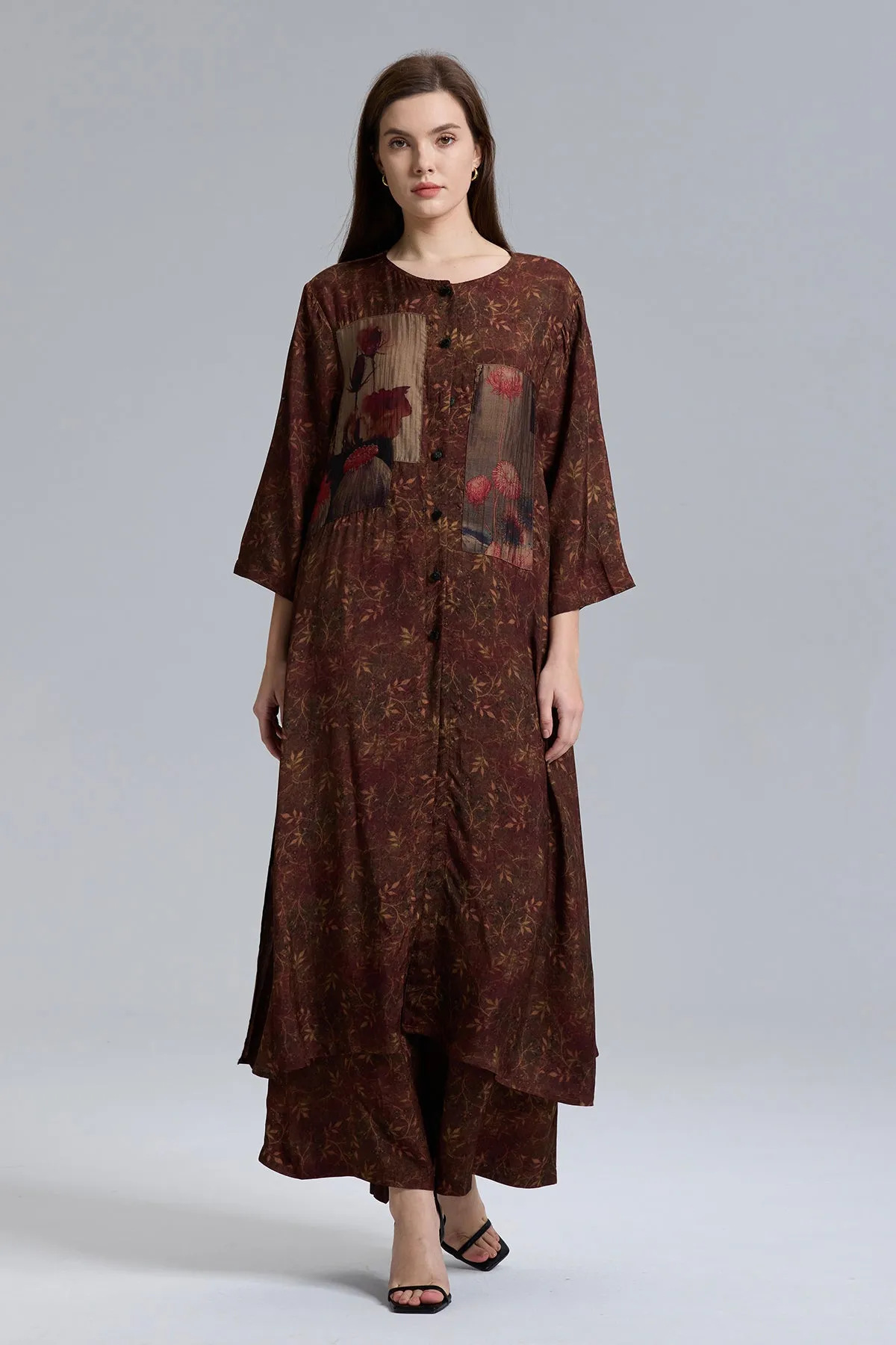Natalina Patchwork Wide Leg Pants Suit