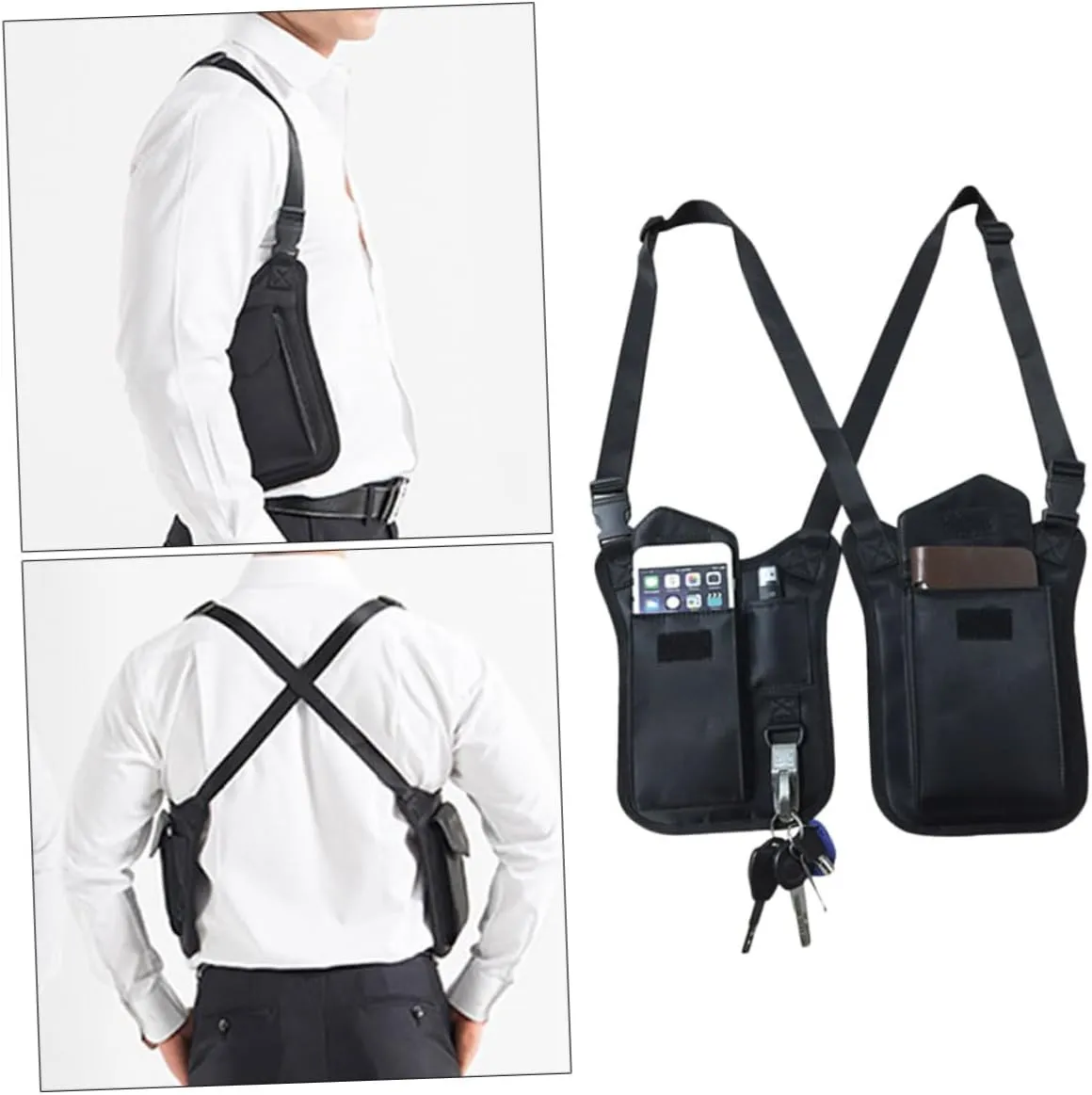 Nylon Armpit Bag Upgraded Concealed Underarm Shoulder Pack for Men Women Theft Fastener Multi Pocket Design for Daily Use Black