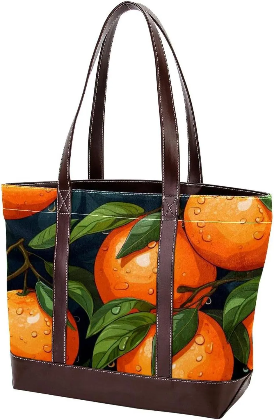Oranges and Flowers-1827 Shoulder Purses for Women Large Soft Washed Leather Purses and Durable Handbags