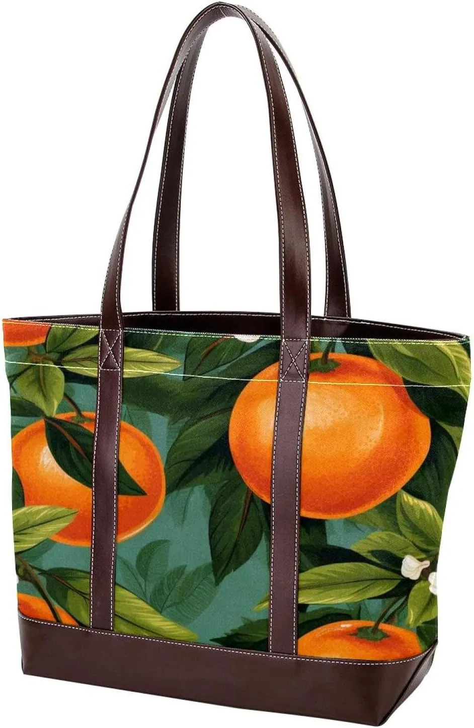 Oranges and Flowers-1827 Shoulder Purses for Women Large Soft Washed Leather Purses and Durable Handbags