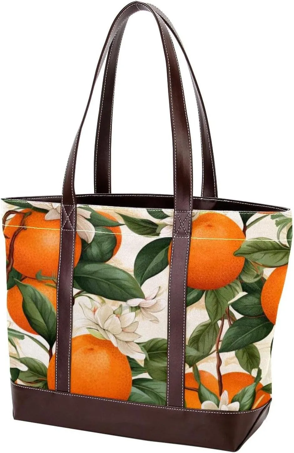 Oranges and Flowers-1827 Shoulder Purses for Women Large Soft Washed Leather Purses and Durable Handbags