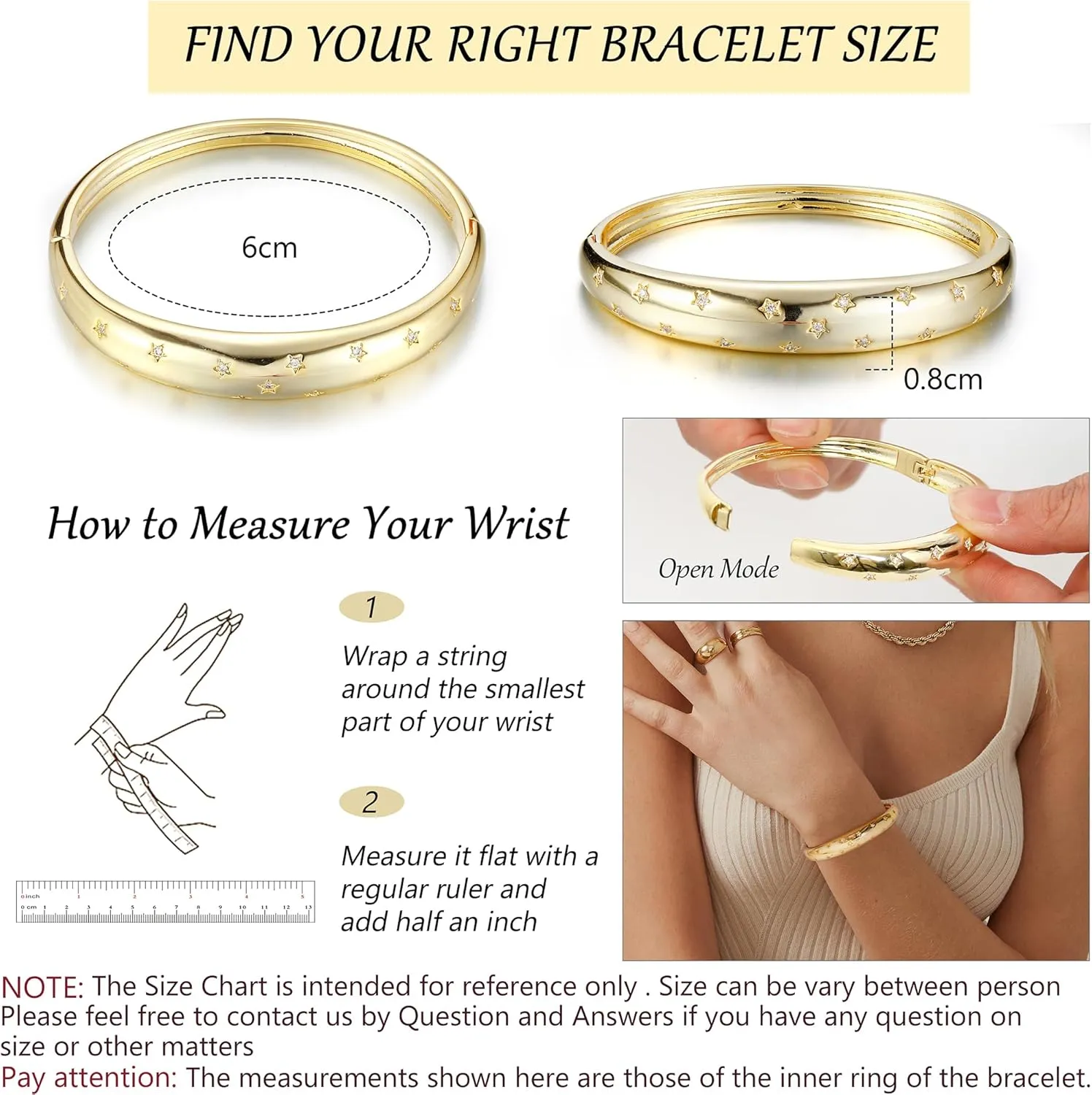 ORAZIO Gold Bangles for Women - 14K Gold Plated Cuff Bangle Bracelets Wide Chunky Gold Bracelet Waterdrop Open Wrist Cuff Bracelet Stretchable Thick Gold Bangles Irregular Twisted Womens Bangles Bracelets