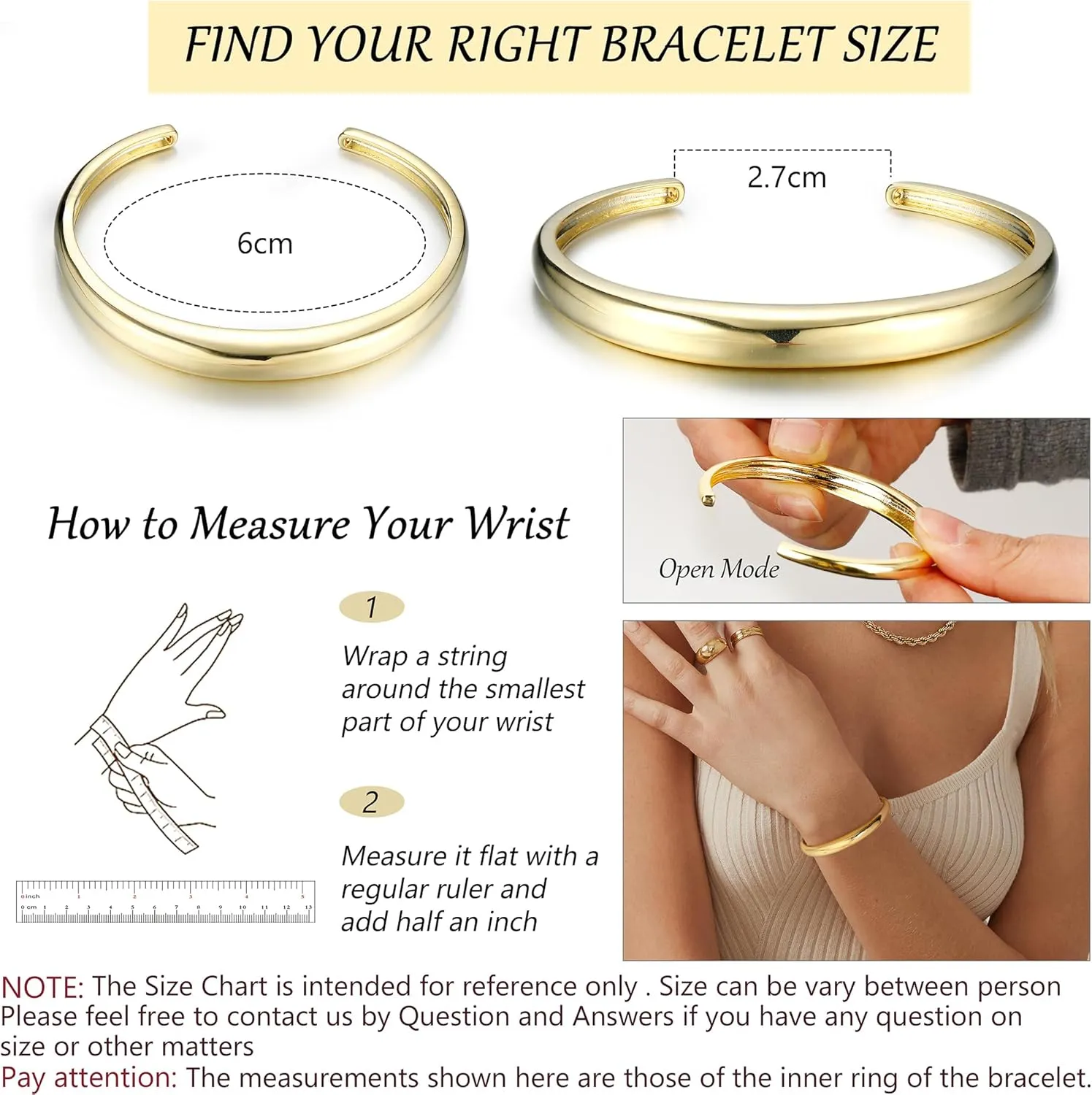 ORAZIO Gold Bangles for Women - 14K Gold Plated Cuff Bangle Bracelets Wide Chunky Gold Bracelet Waterdrop Open Wrist Cuff Bracelet Stretchable Thick Gold Bangles Irregular Twisted Womens Bangles Bracelets
