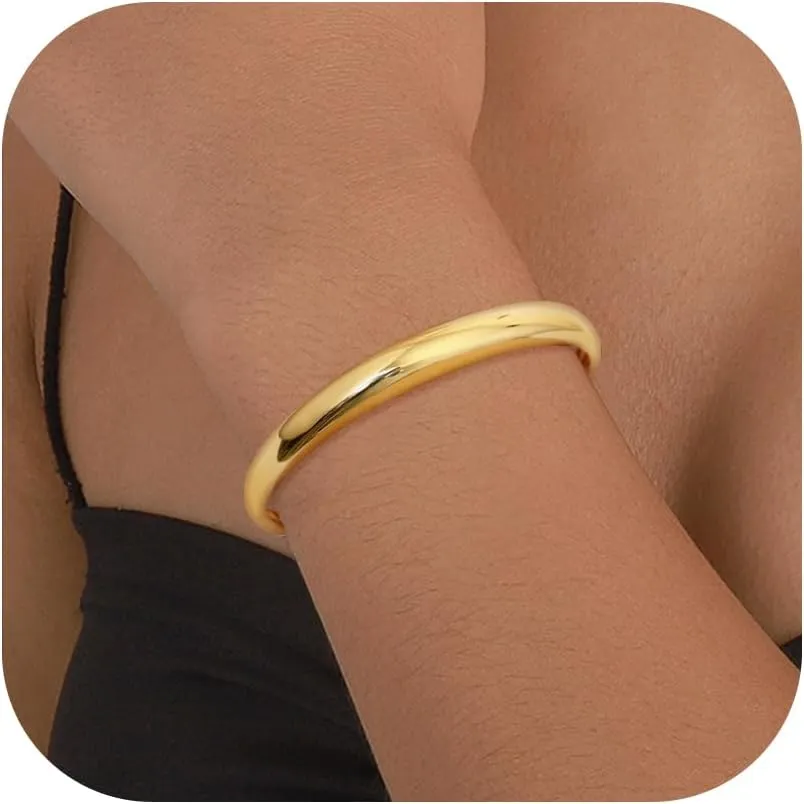ORAZIO Gold Bangles for Women - 14K Gold Plated Cuff Bangle Bracelets Wide Chunky Gold Bracelet Waterdrop Open Wrist Cuff Bracelet Stretchable Thick Gold Bangles Irregular Twisted Womens Bangles Bracelets