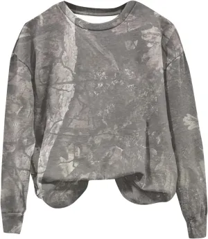Oversized Camo Sweatshirt For Women Graphic Crewneck Pullover Leaf Print Long Sleeve Tops Fall Clothes 2024