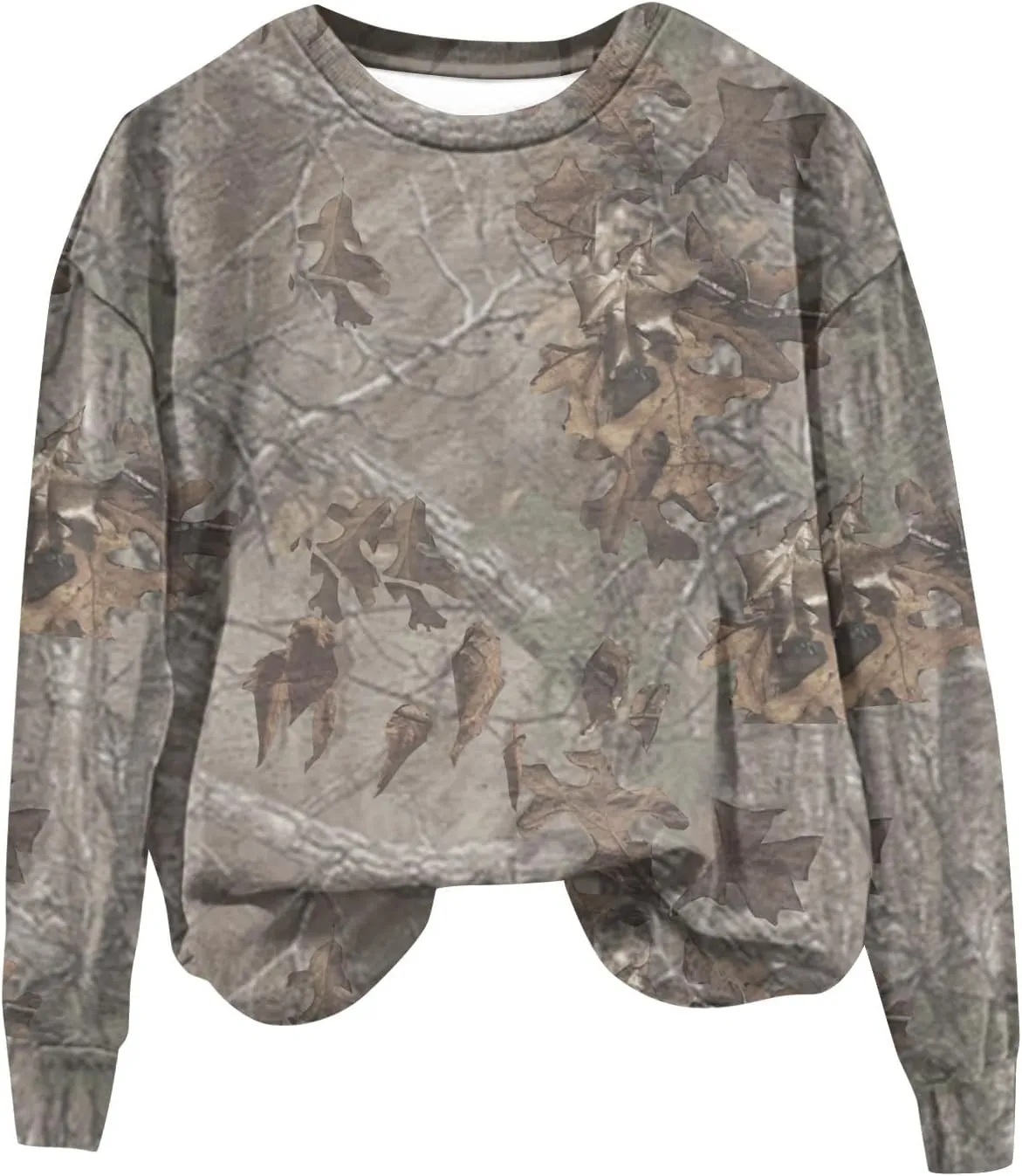 Oversized Camo Sweatshirt For Women Graphic Crewneck Pullover Leaf Print Long Sleeve Tops Fall Clothes 2024