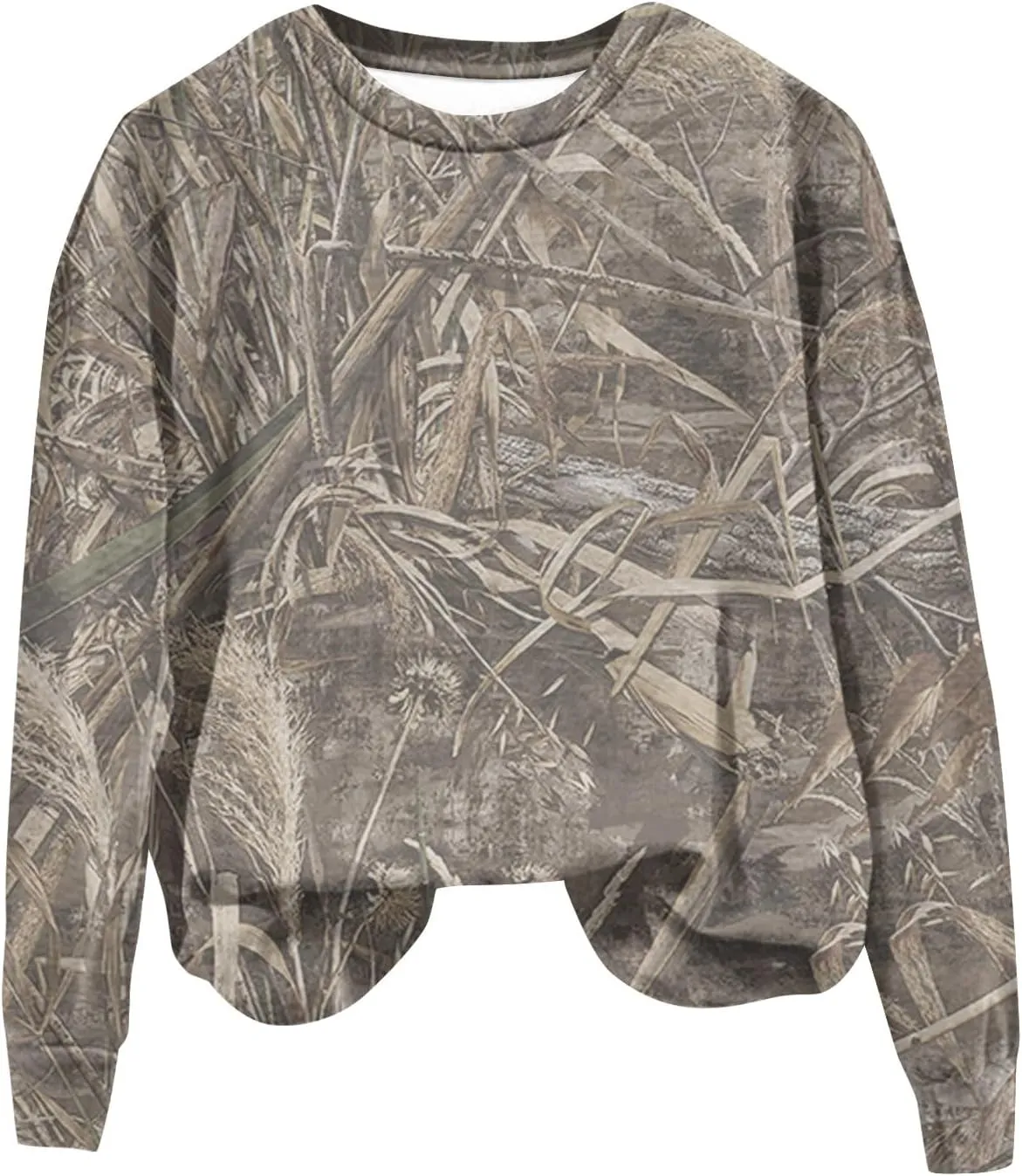 Oversized Camo Sweatshirt For Women Graphic Crewneck Pullover Leaf Print Long Sleeve Tops Fall Clothes 2024