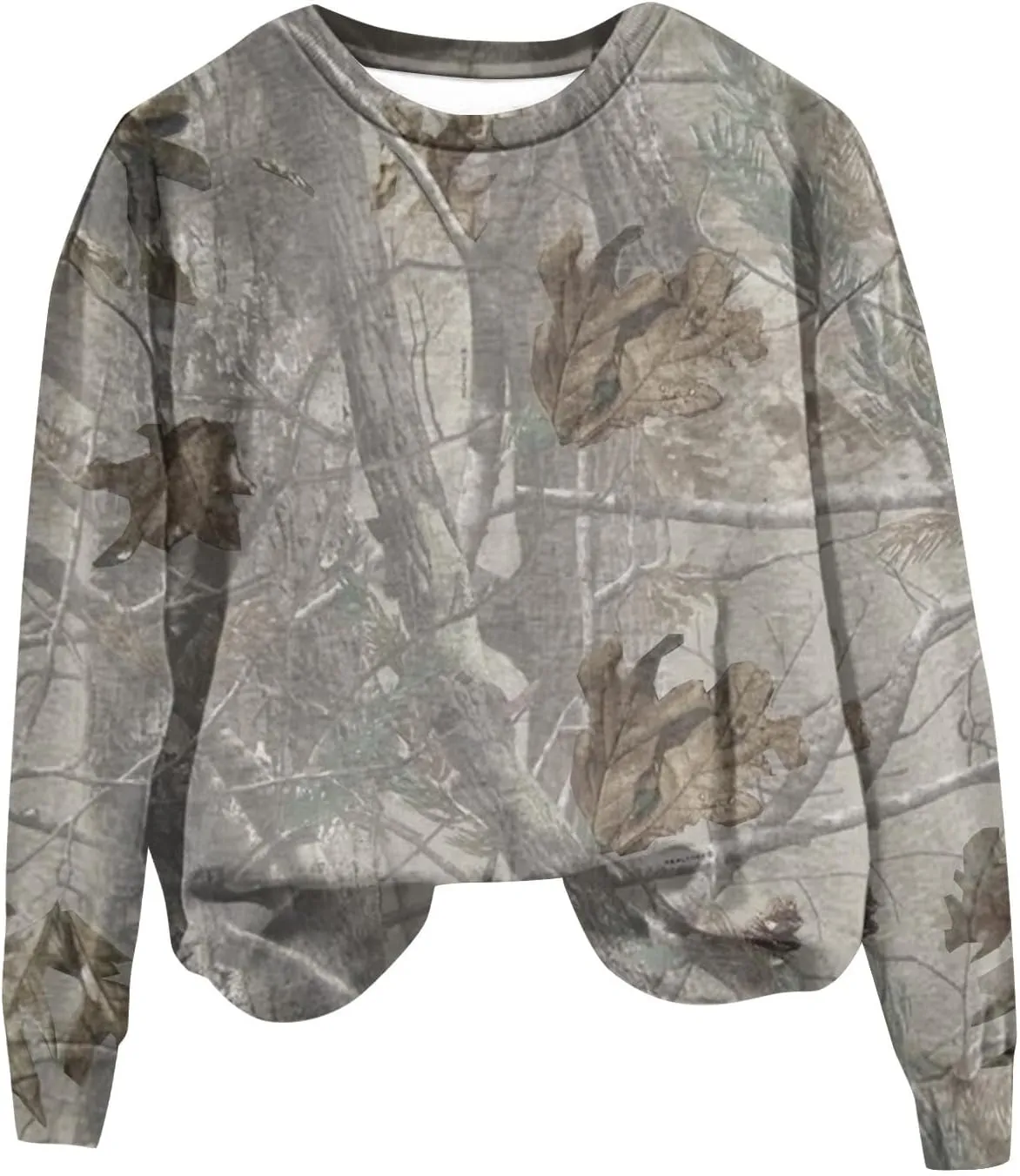 Oversized Camo Sweatshirt For Women Graphic Crewneck Pullover Leaf Print Long Sleeve Tops Fall Clothes 2024