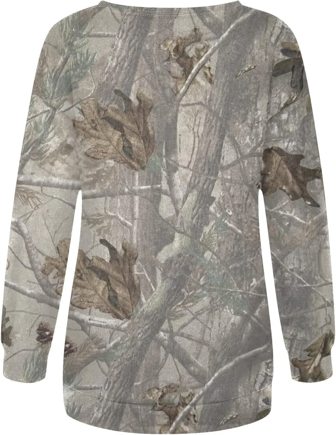Oversized Camo Sweatshirt For Women Graphic Crewneck Pullover Leaf Print Long Sleeve Tops Fall Clothes 2024