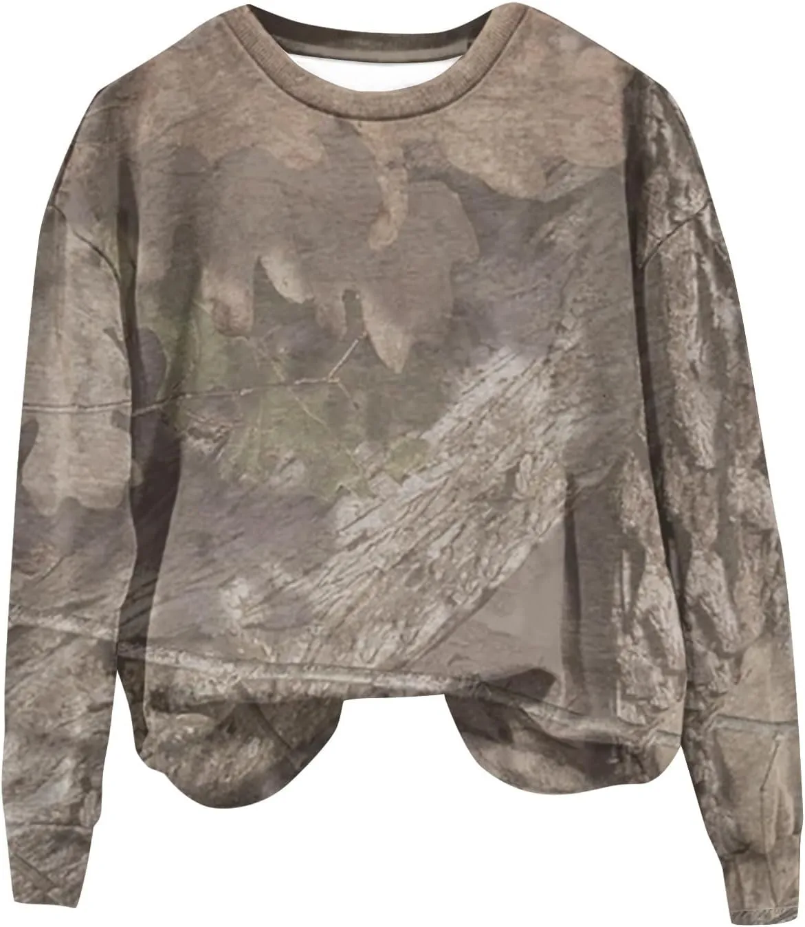 Oversized Camo Sweatshirt For Women Graphic Crewneck Pullover Leaf Print Long Sleeve Tops Fall Clothes 2024