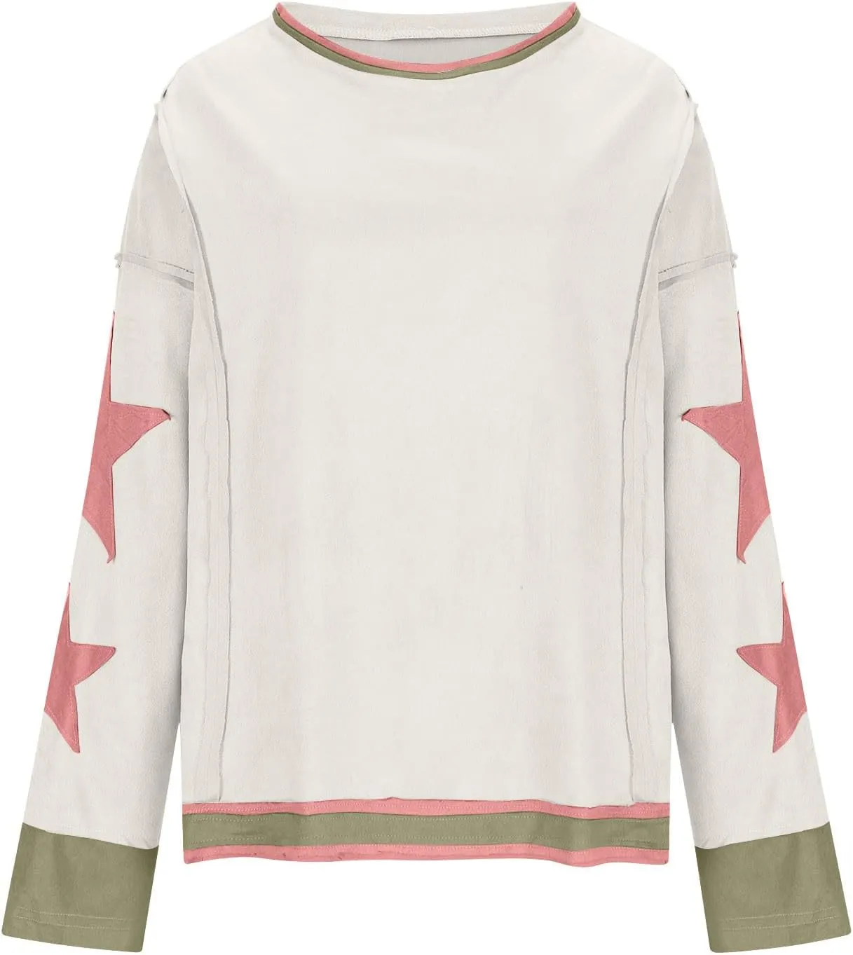 Oversized Graphic Sweatshirt for Women Y2k Long Sleeve Drop Shoulder Star Sweatshirts Trendy 2024 Fall Fashion