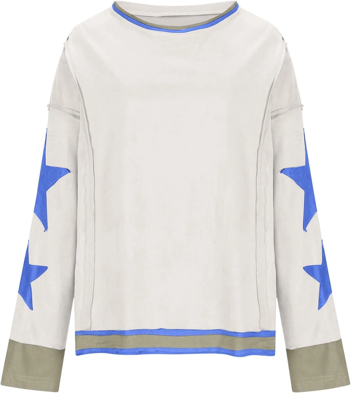 Oversized Graphic Sweatshirt for Women Y2k Long Sleeve Drop Shoulder Star Sweatshirts Trendy 2024 Fall Fashion