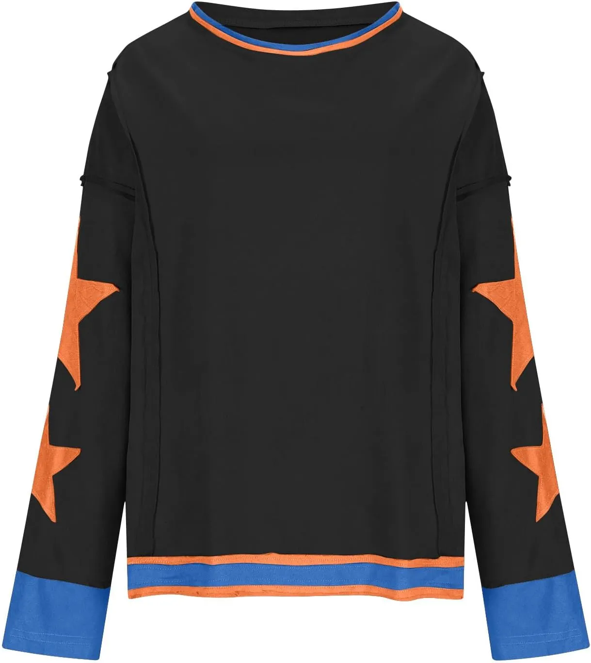 Oversized Graphic Sweatshirt for Women Y2k Long Sleeve Drop Shoulder Star Sweatshirts Trendy 2024 Fall Fashion