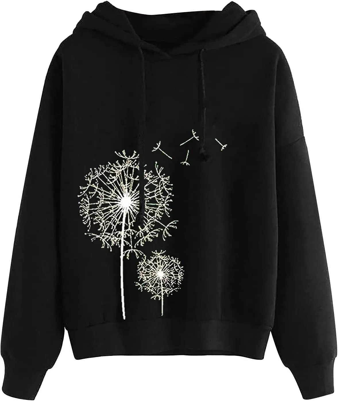 Oversized Hoodie for Women Cute Dandelion Print Fashion Loose Sweatshirts Casual Long Sleeve Lightweight Pullover