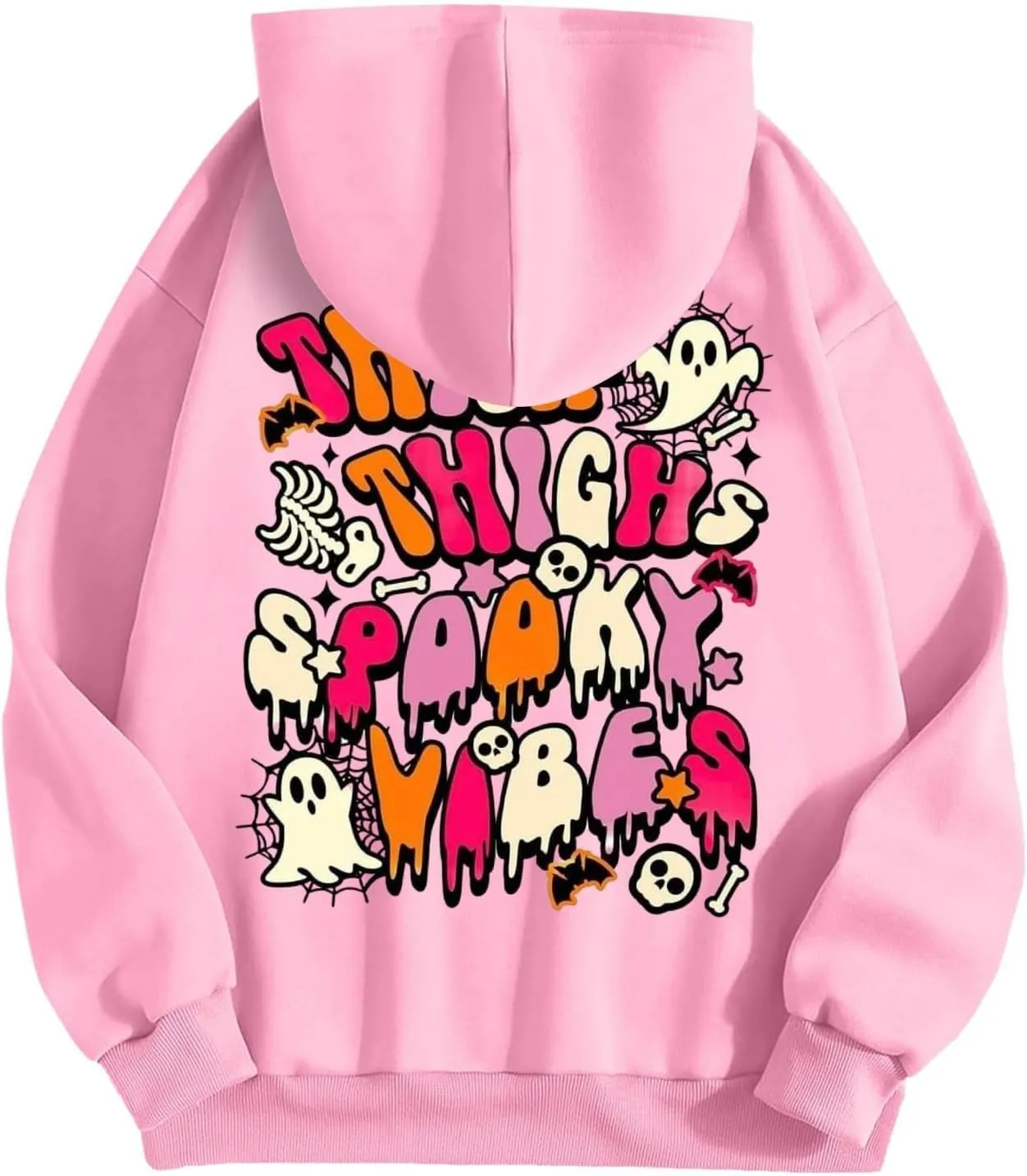 Oversized Hoodie for Women Thick Thighs and Spooky Vibes Casual Long Sleeve Drawstring Y2K Hooded Pullover Tops Travel Hoodie