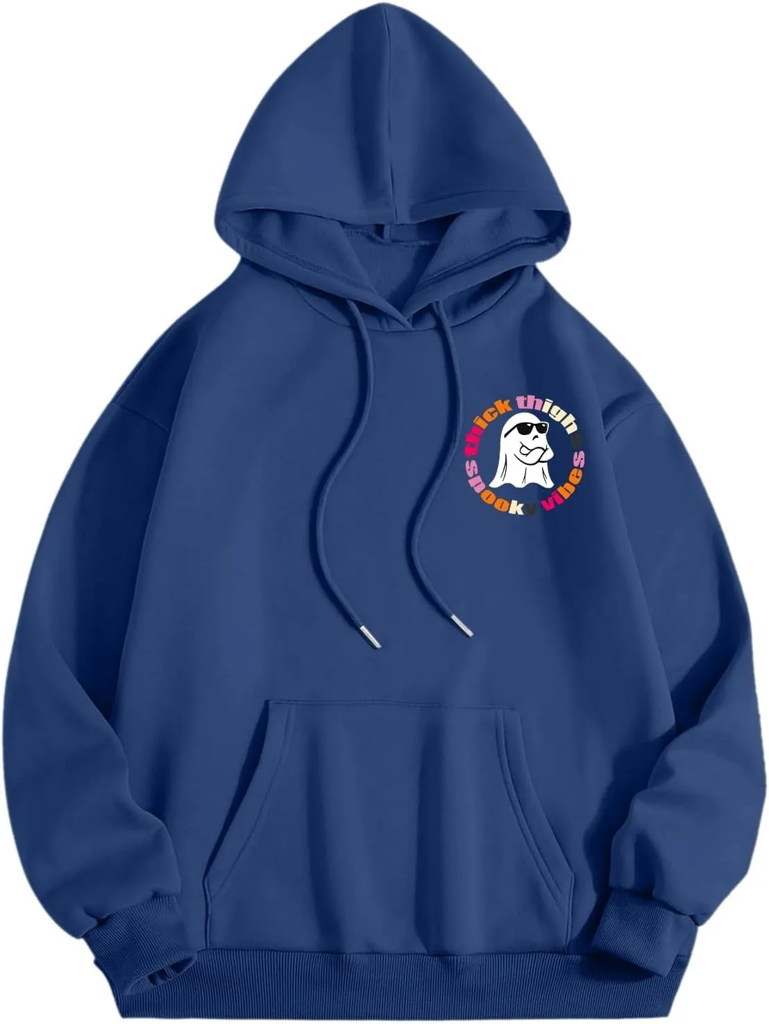 Oversized Hoodie for Women Thick Thighs and Spooky Vibes Casual Long Sleeve Drawstring Y2K Hooded Pullover Tops Travel Hoodie