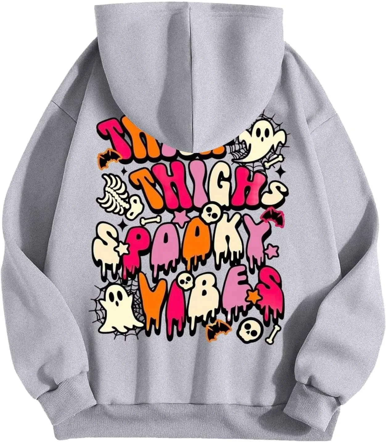 Oversized Hoodie for Women Thick Thighs and Spooky Vibes Casual Long Sleeve Drawstring Y2K Hooded Pullover Tops Travel Hoodie