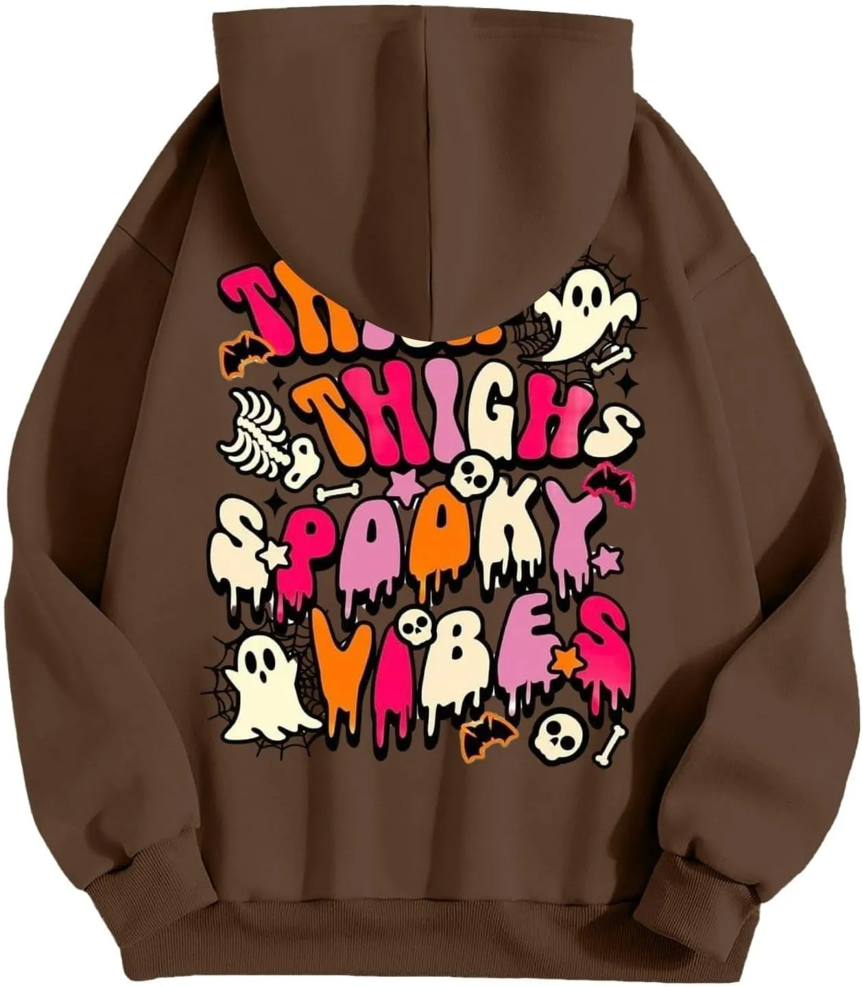 Oversized Hoodie for Women Thick Thighs and Spooky Vibes Casual Long Sleeve Drawstring Y2K Hooded Pullover Tops Travel Hoodie