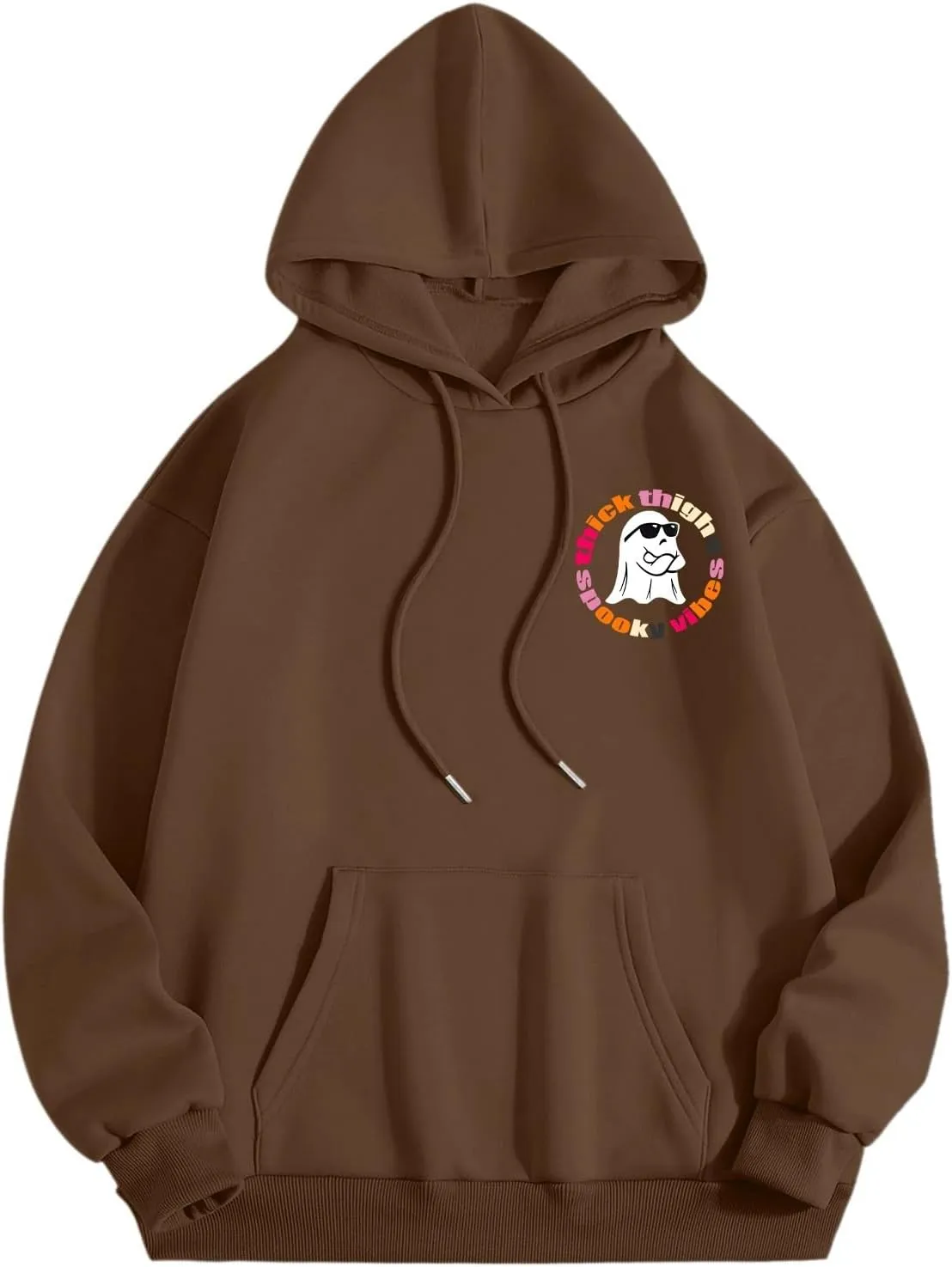 Oversized Hoodie for Women Thick Thighs and Spooky Vibes Casual Long Sleeve Drawstring Y2K Hooded Pullover Tops Travel Hoodie