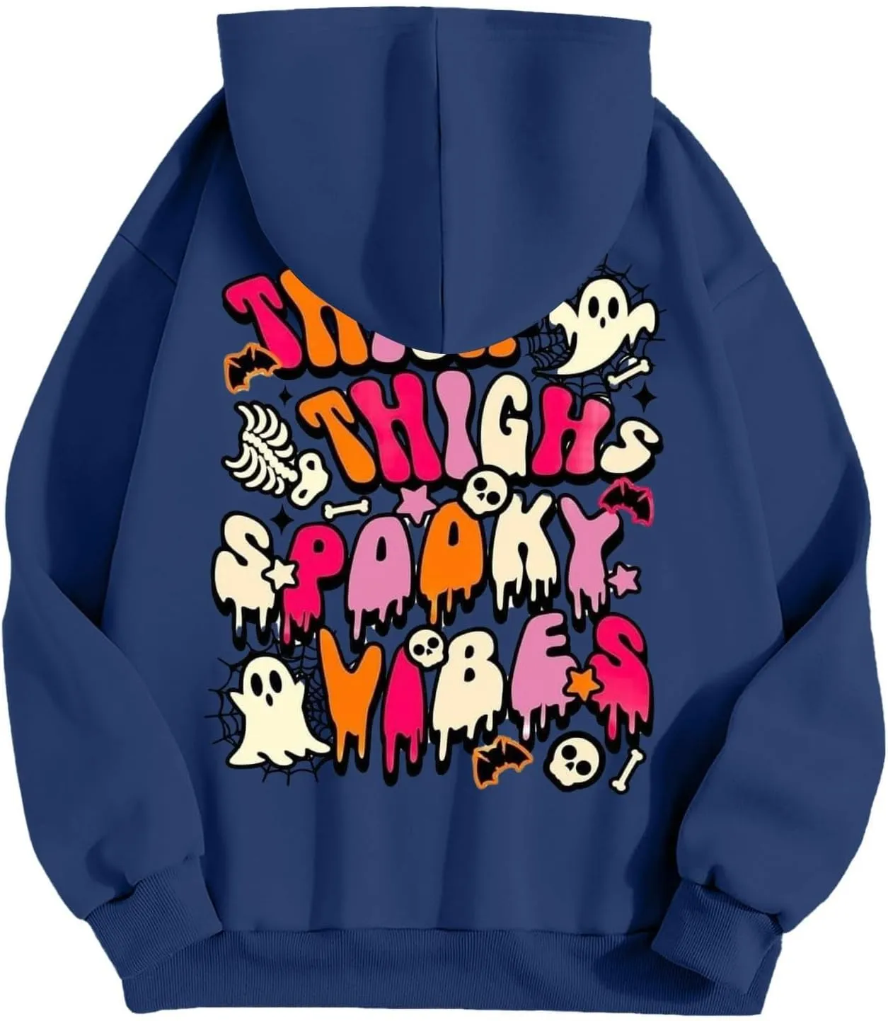 Oversized Hoodie for Women Thick Thighs and Spooky Vibes Casual Long Sleeve Drawstring Y2K Hooded Pullover Tops Travel Hoodie
