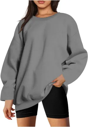 Oversized Pullover Sweatshirt for Women, Crew Neck Long Sleeve Sweatshirts Fall Fashion Outfits for Women 2024