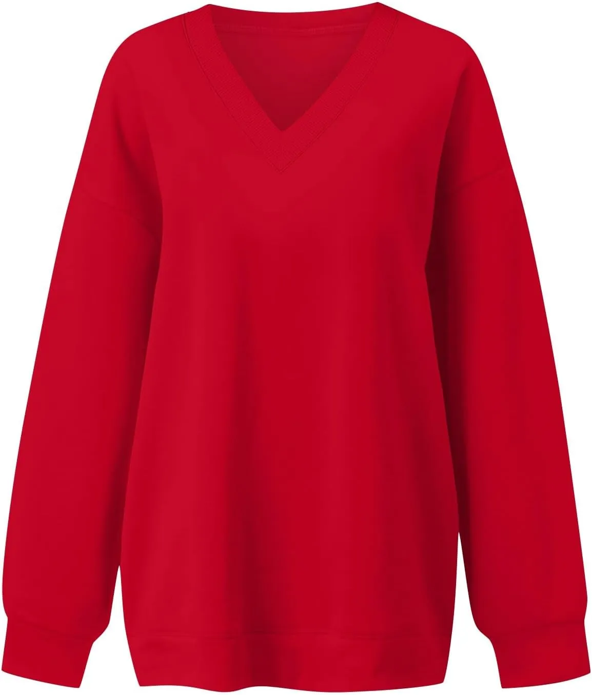 Oversized Sweatshirt For Women Plus Size Hoodies Trendy V Neck Long Sleeve Winter Clothes Drop Shoulder Pullover