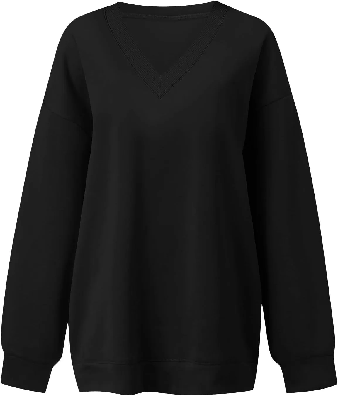 Oversized Sweatshirt For Women Plus Size V Neck Long Sleeve Drop Shoulder Pullover Hoodies Trendy Winter Clothes