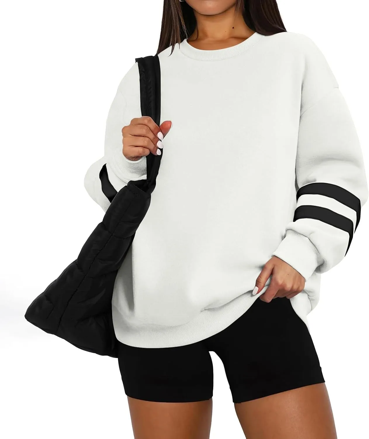Oversized Sweatshirt For Women Trendy Crewneck Long Sleeve Fall Winter Clothes 2024 Solid Hoodie Pullover