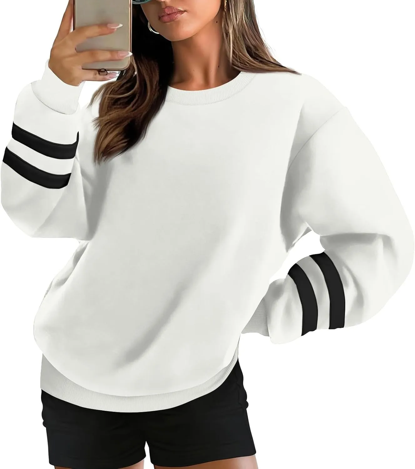 Oversized Sweatshirt For Women Trendy Crewneck Long Sleeve Fall Winter Clothes 2024 Solid Hoodie Pullover