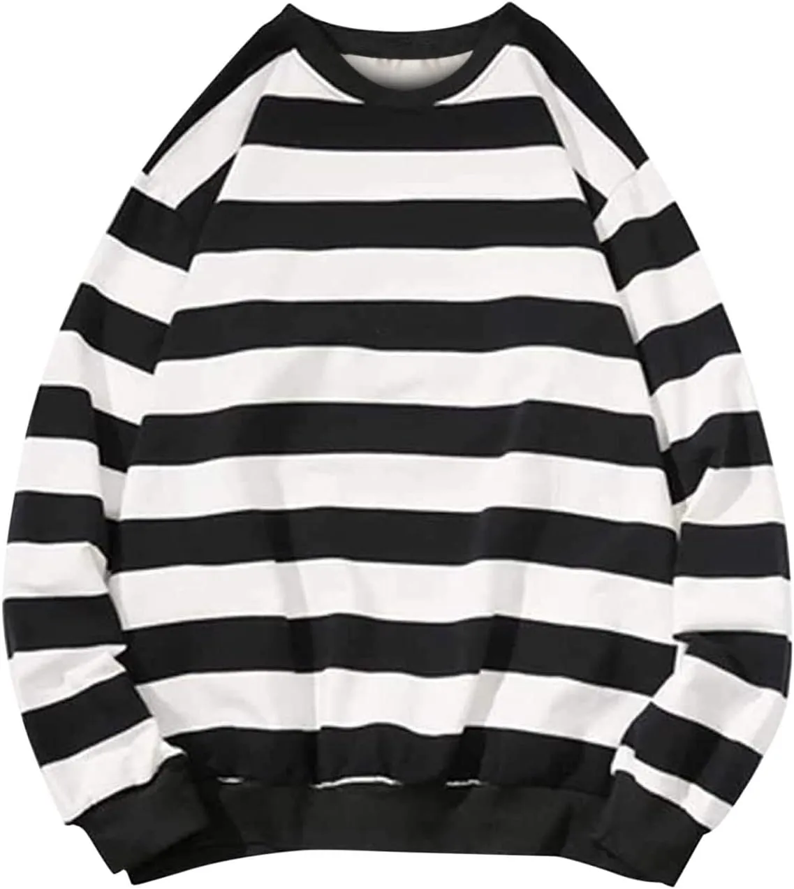 Oversized Sweatshirt for Women Trendy Crewneck Striped Color Block Tops Loose Long Sleeve Casual Stylish Pullover