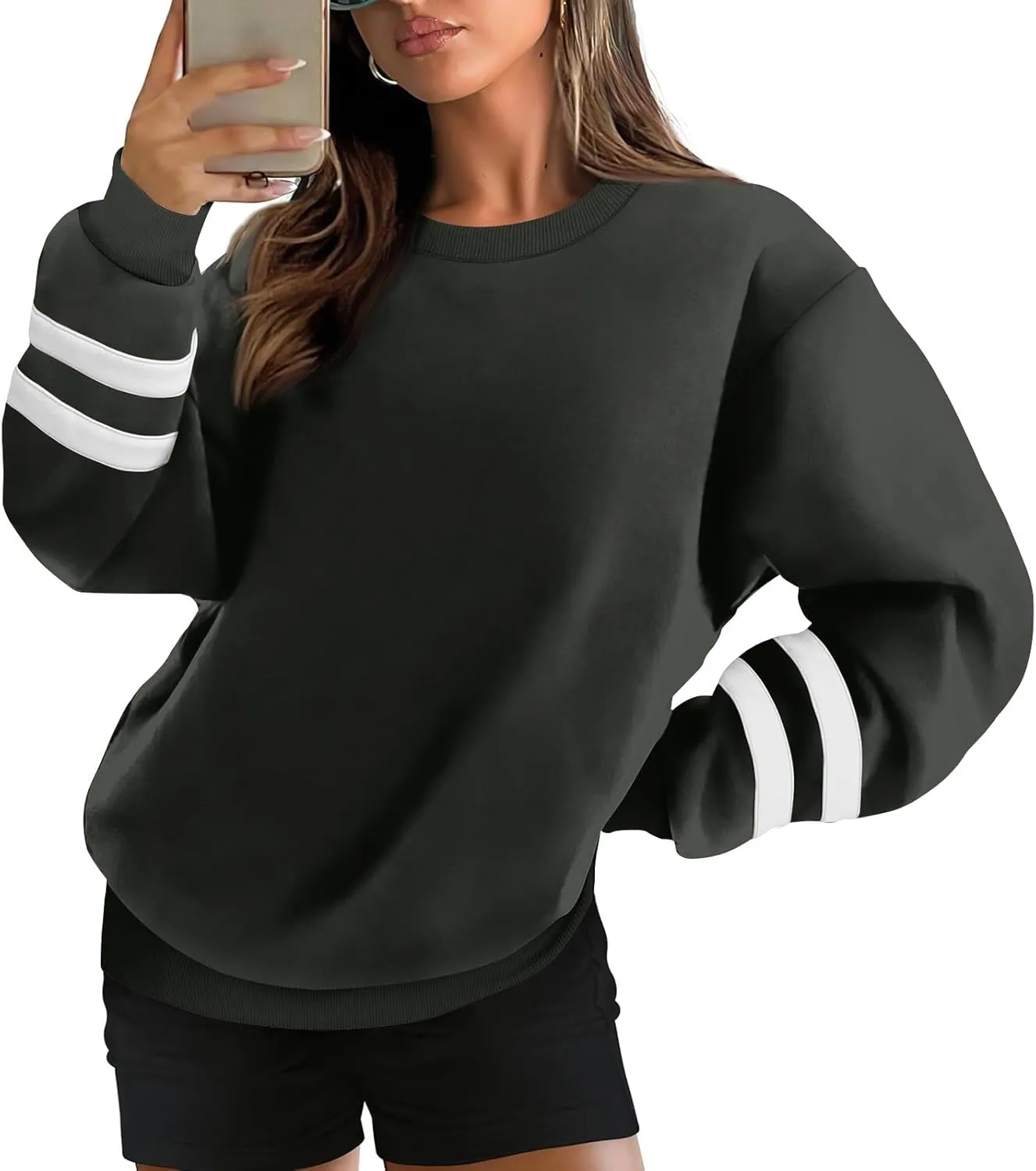 Oversized Sweatshirt For Women Trendy Hoodie Pullover Crewneck Long Sleeve Solid Fall Winter Clothes 2024