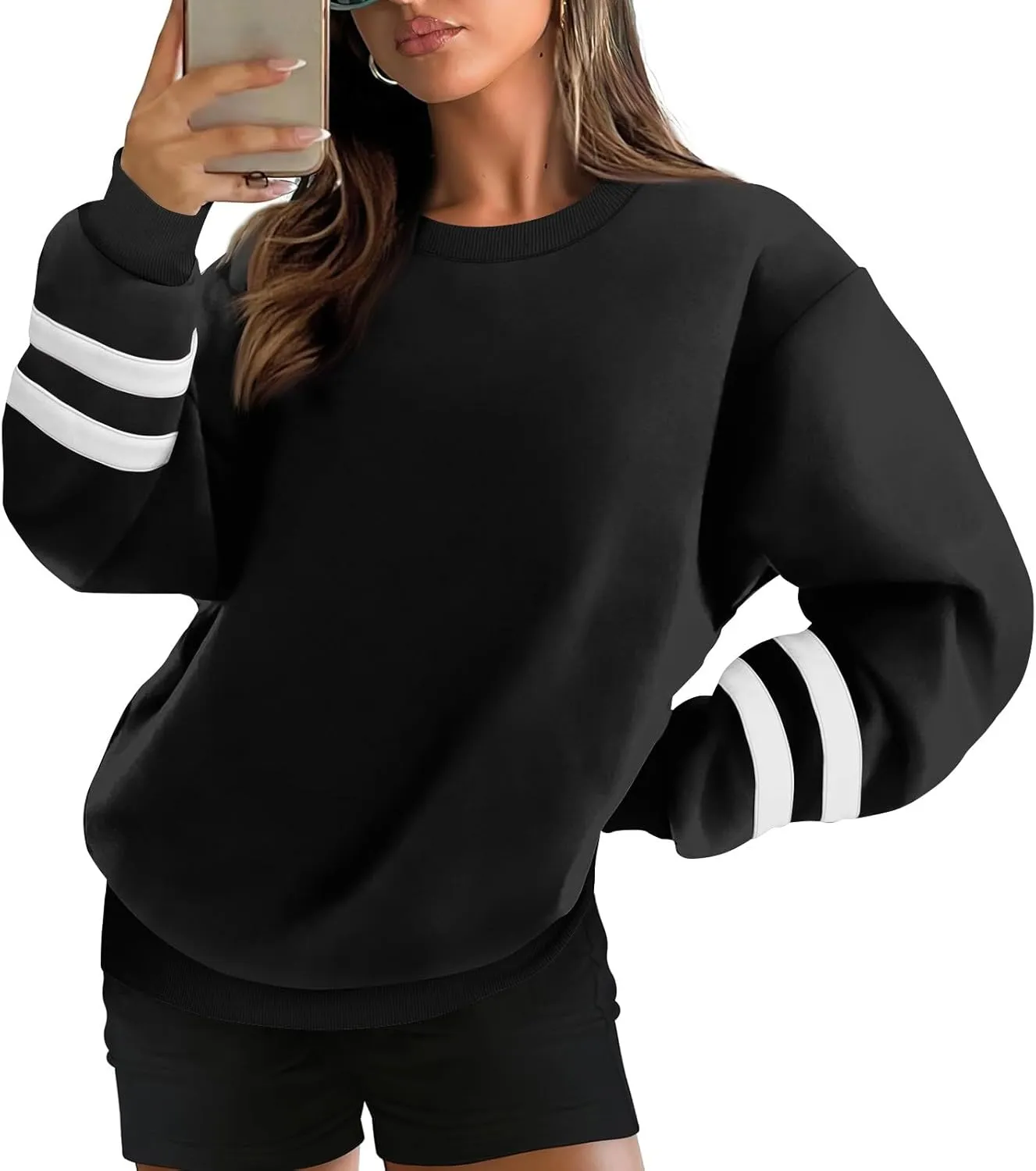 Oversized Sweatshirt For Women Trendy Hoodie Pullover Crewneck Long Sleeve Solid Fall Winter Clothes 2024