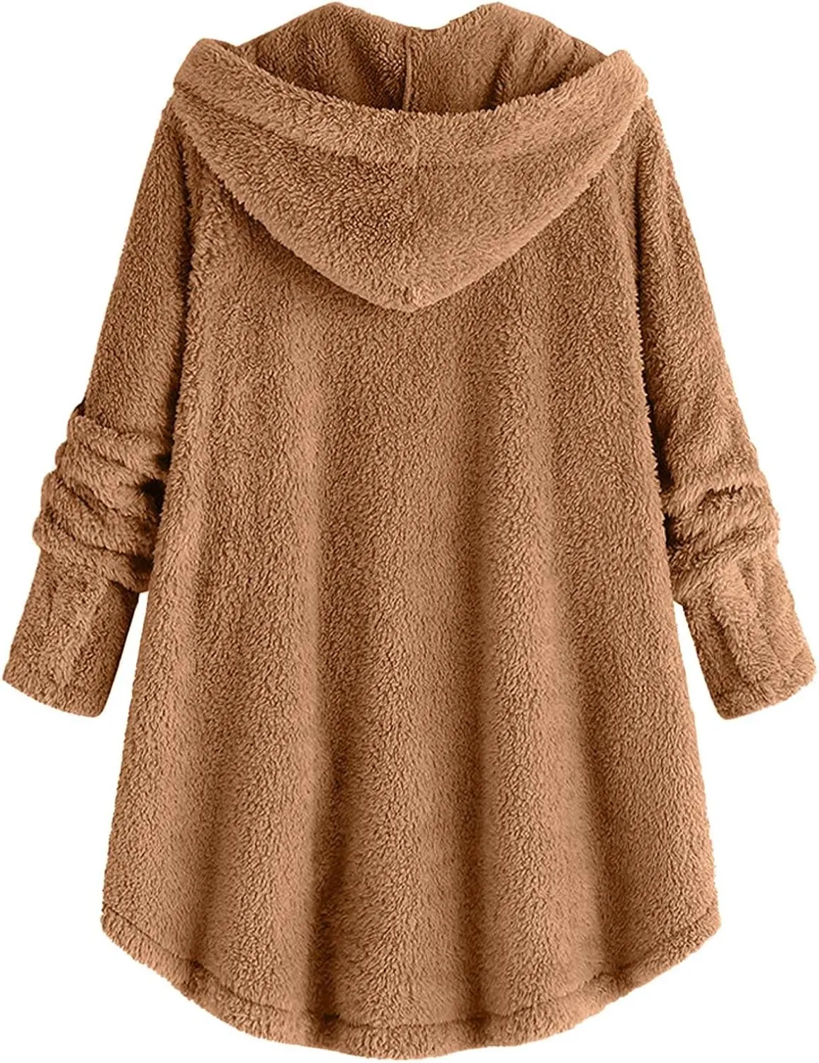 Oversized Warm Winter Coats Women Faux Fur Sherpa Jacket Fuzzy Fleece Pullover Hoodie Button Down Outerwear Coat Plus