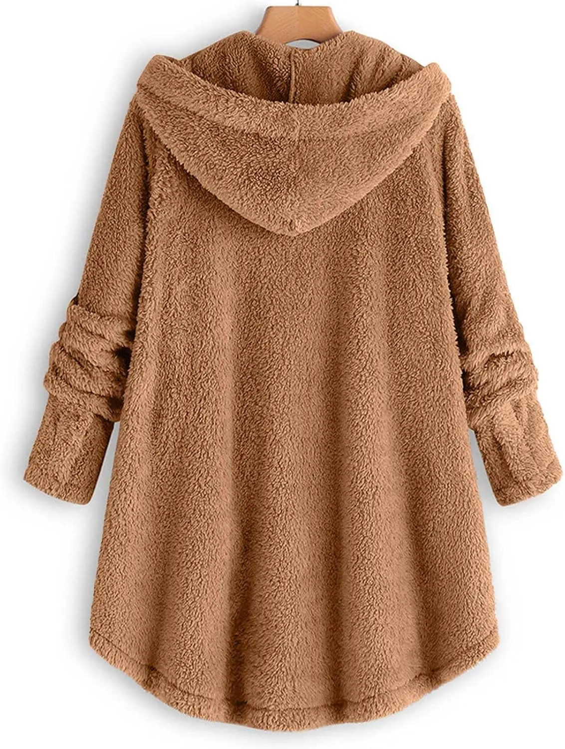 Oversized Warm Winter Coats Women Faux Fur Sherpa Jacket Fuzzy Fleece Pullover Hoodie Button Down Outerwear Coat Plus