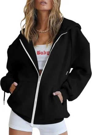 Oversized Womens Sweatshirts Half Zip Pullover Teen Girls Fall Casual Loose Solid Long Sleeve Hooded Sweatshirts Y2k Clothes