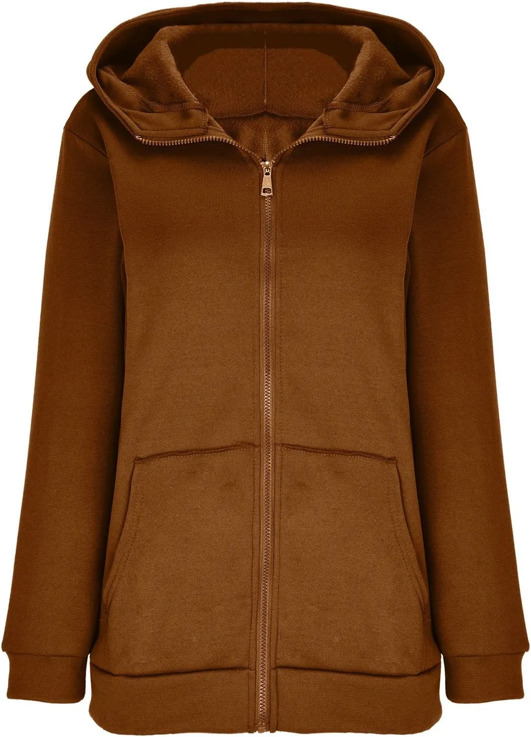 Oversized Zipper Hooded Jackets for Women Plus Size Casual Fleece Long Sleeve Hoodie Sweatshirts with Pocket S-5XL