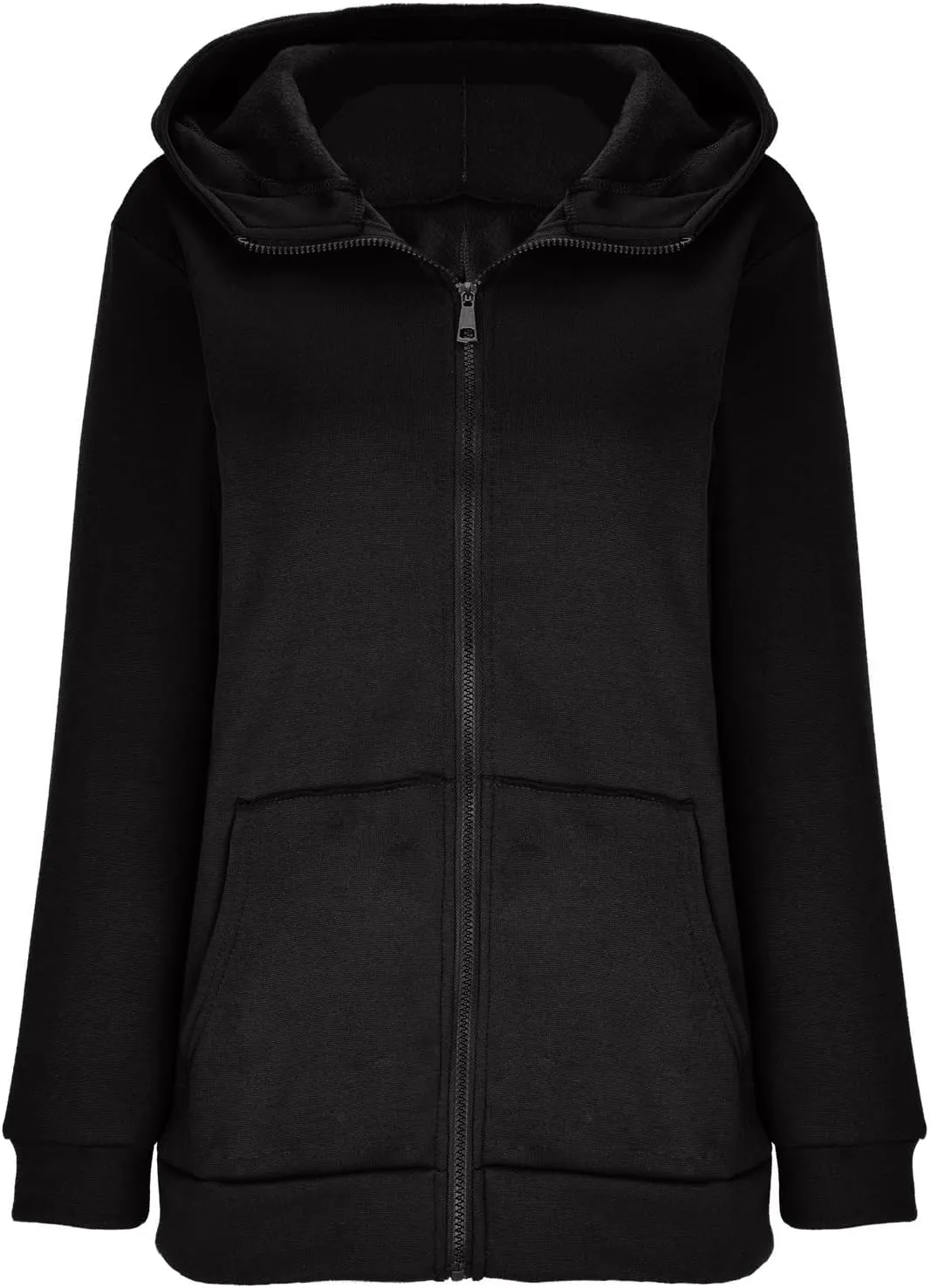 Oversized Zipper Hooded Jackets for Women Plus Size Casual Fleece Long Sleeve Hoodie Sweatshirts with Pocket S-5XL