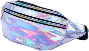 Pack PU Leather Reflective Sequin Fanny Pack for Women Colorful Waist Pouch and Crossbody Bag for Outdoor Travel Stylish and Durable Design Mirror Silver