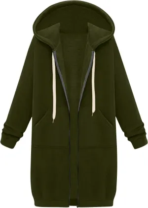 Palaver Long Hoodies for Women oversized Zipper Hooded Jacket Winter Lightweight Fall Casual Sweatshirts with Pockets