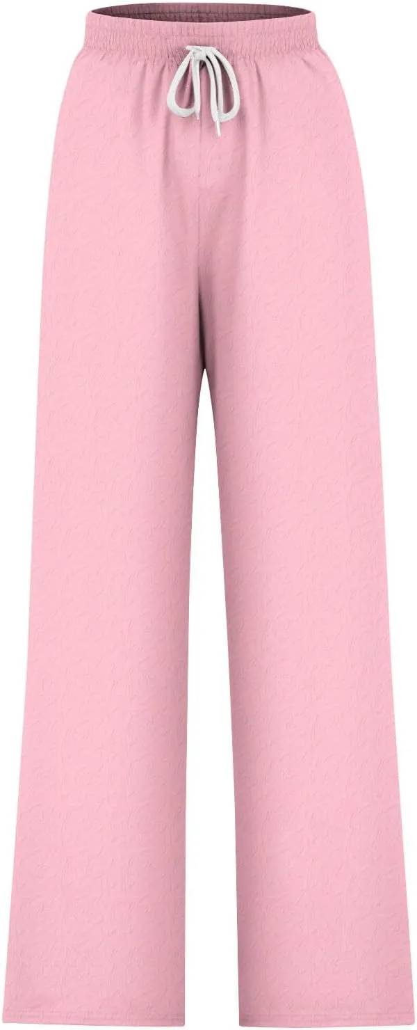 Palazzo Pants for Women Straight Wide Leg Pants Drawstring High Waist Trousers Spring Fashion Lounge Pants with Pocket