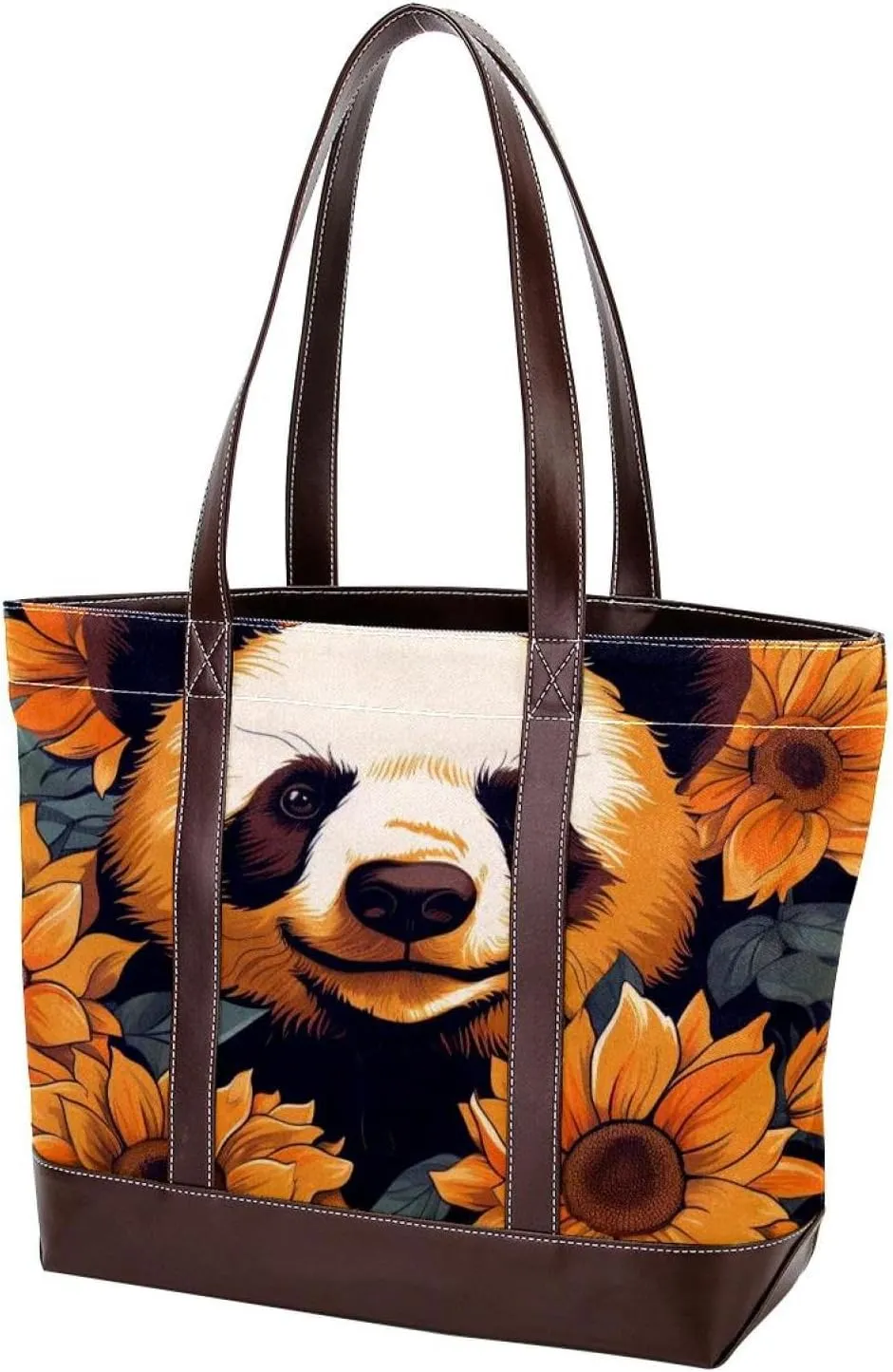 Panda Sunflower-507 Shoulder Purses for Women Large Soft Washed Leather Purses and Durable Handbags