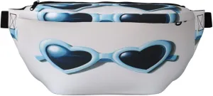 Pastel Blue Heart Shaped Sunglasses Fanny Pack For Women Man, Waist Belt Bag Crossbody For Sports Travel Hiking Running Jogging
