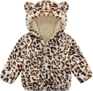 Patgoal Toddler Girls Fleece Jacket Bear Ear ZipUp Hoodie Leopard Warm Fall Winter Coat Kid Fuzzy Outerwear with Pocket