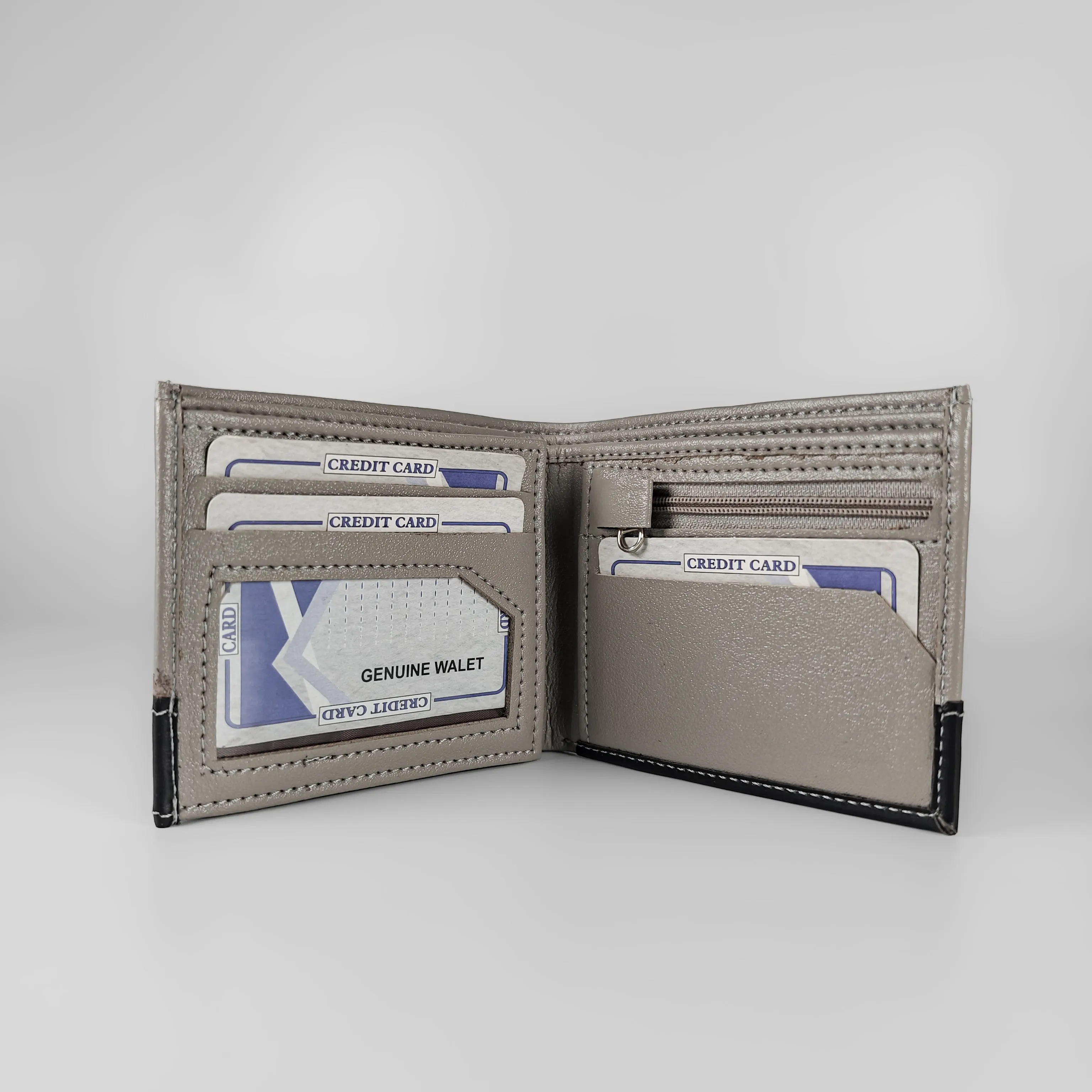 Personalized Men's Wallet - Light Grey and Black (Dual Tone)