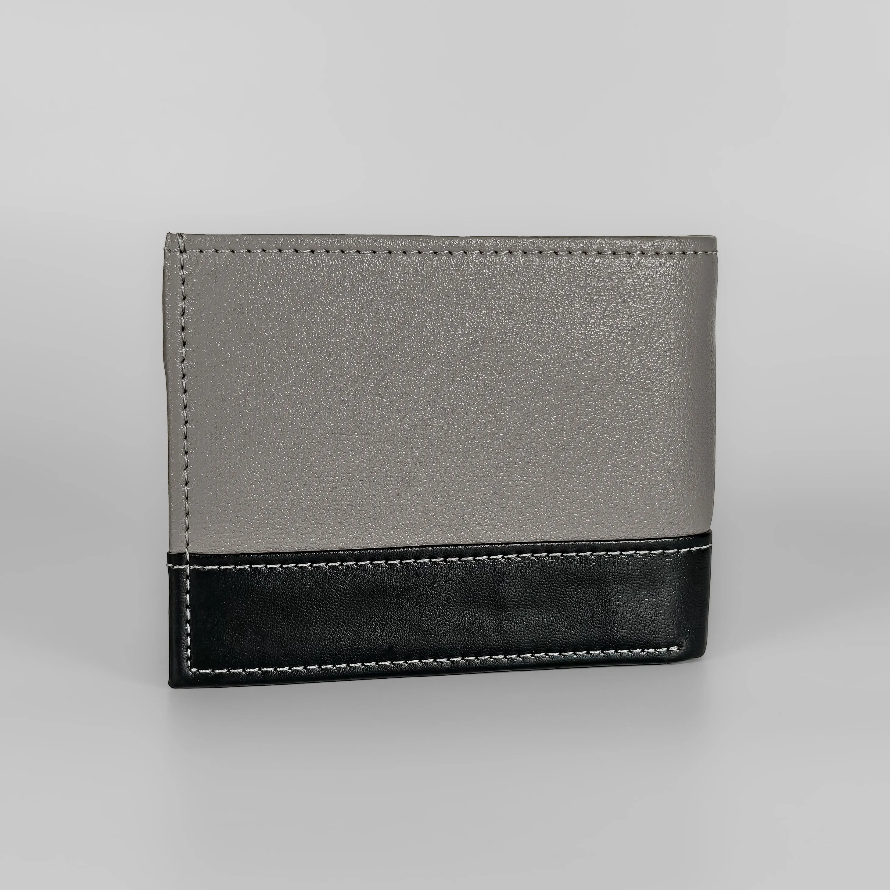 Personalized Men's Wallet - Light Grey and Black (Dual Tone)