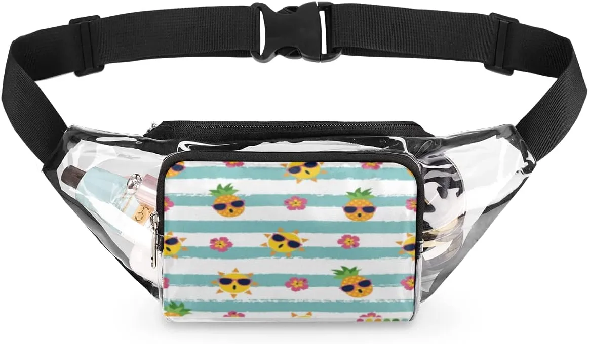 Pineapple Sunglasses Clear Fanny Pack Stadium Approved Adjustable Clear Belt Bag Cute Waist Bags for Women Men Travel Sports Events Hiking Concerts